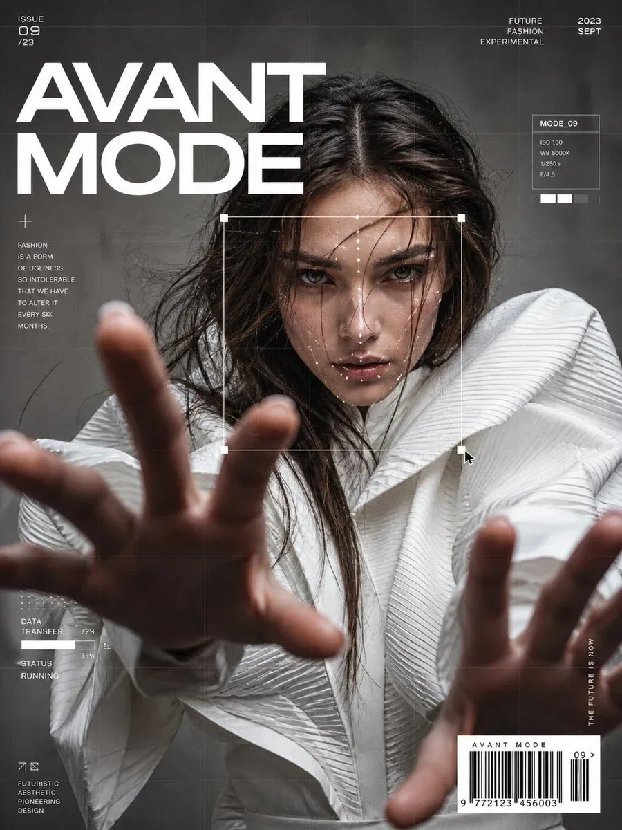 Ultra-Realistic Fashion Editorial Portrait of a Confident Woman in Avant-Garde