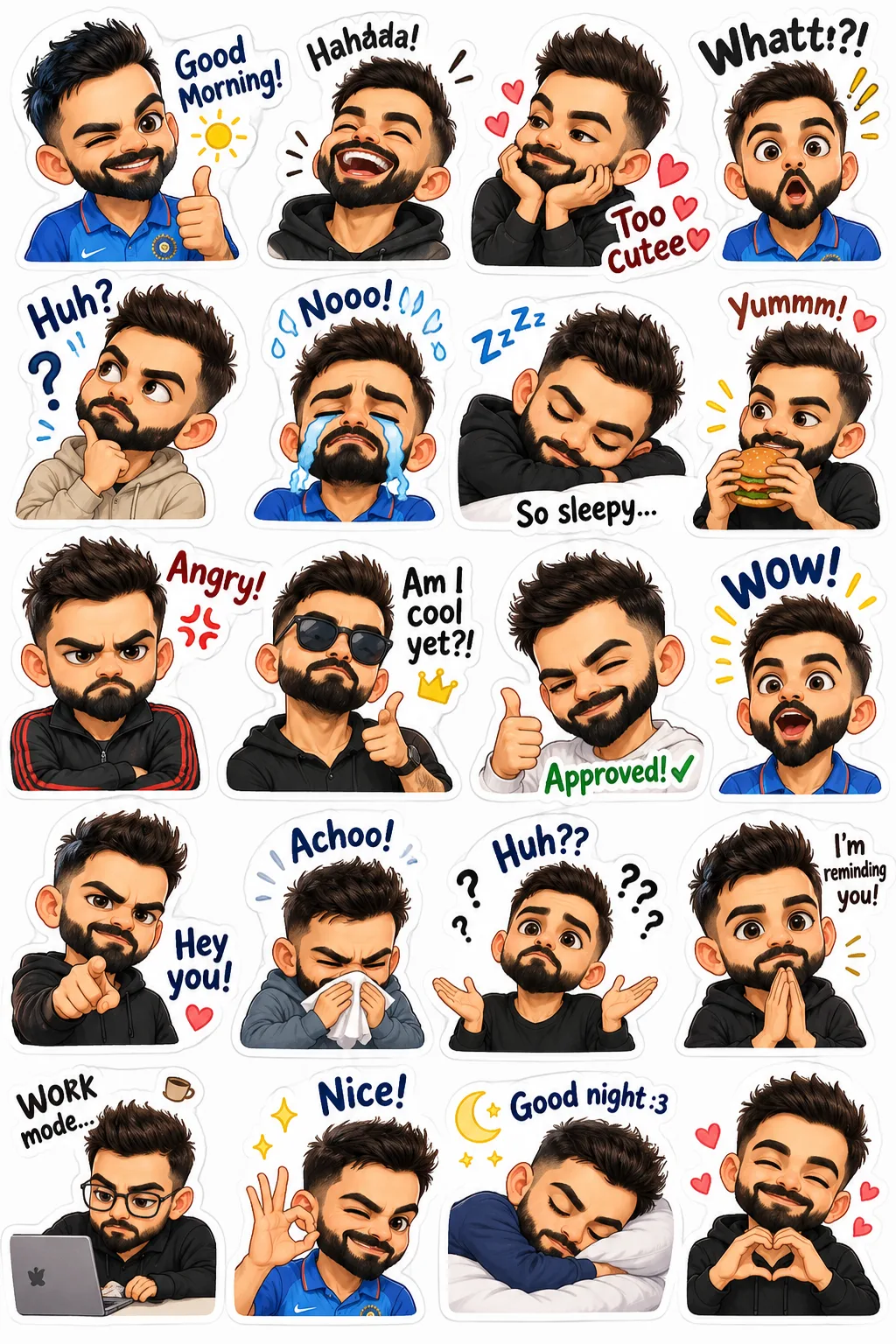 Cute Chibi Sticker Pack｜Expressive Sara-Inspired Character ✨