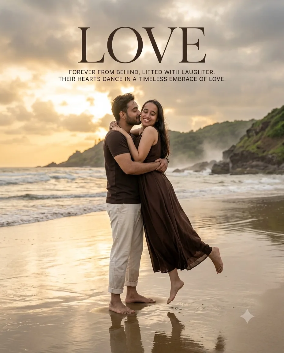 📸 Exact Image Generation Prompt Create an ultra-realistic cinematic romantic beach photograph based specifically on the uploaded reference