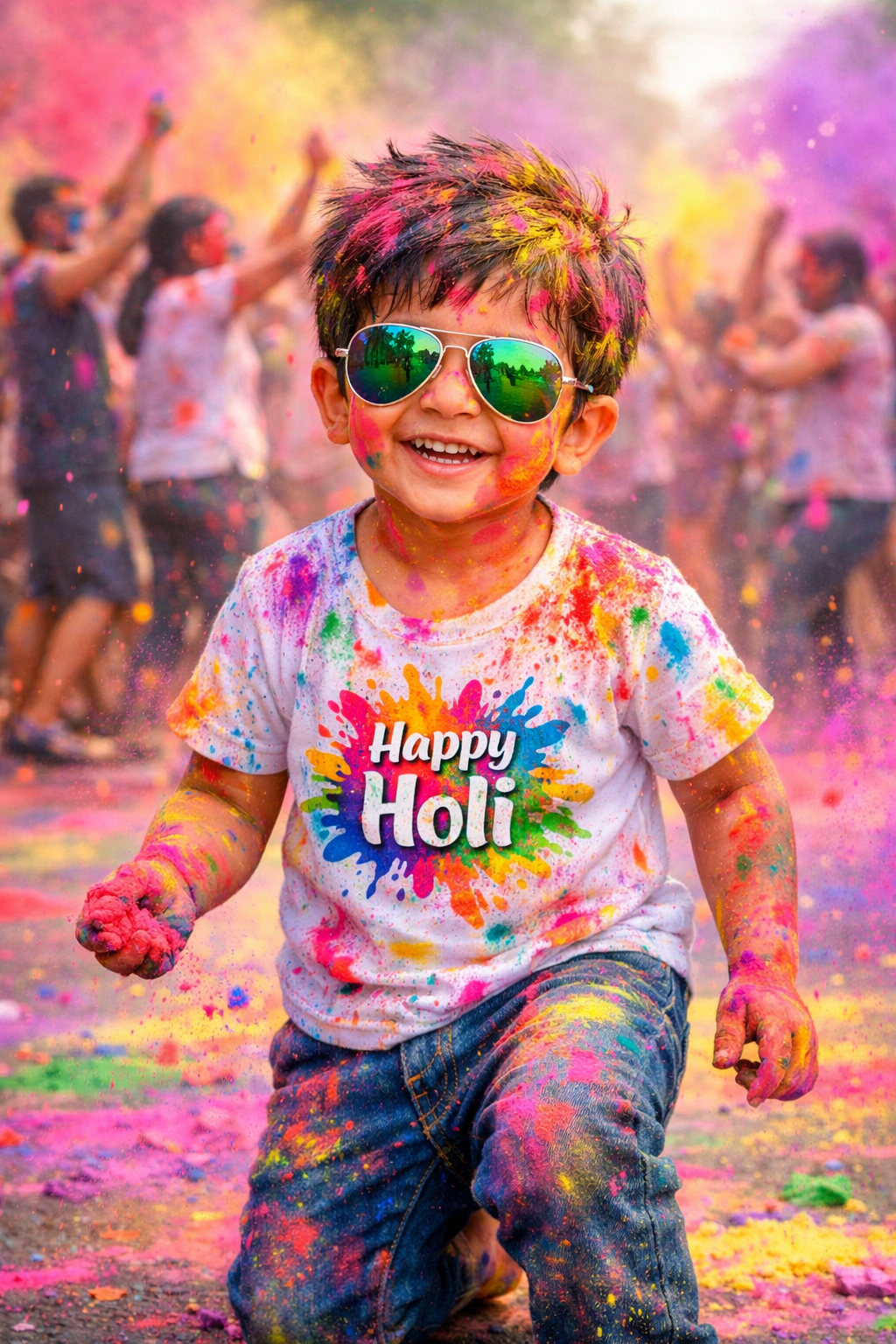 Indian Boy Celebrating Holi