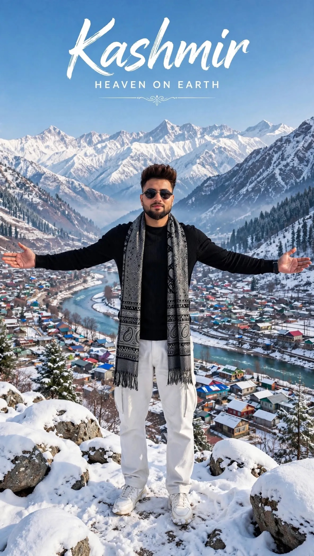Create an ultra-realistic travel photograph EXACTLY matching the provided reference image in composition, pose, camera angle, clothing,