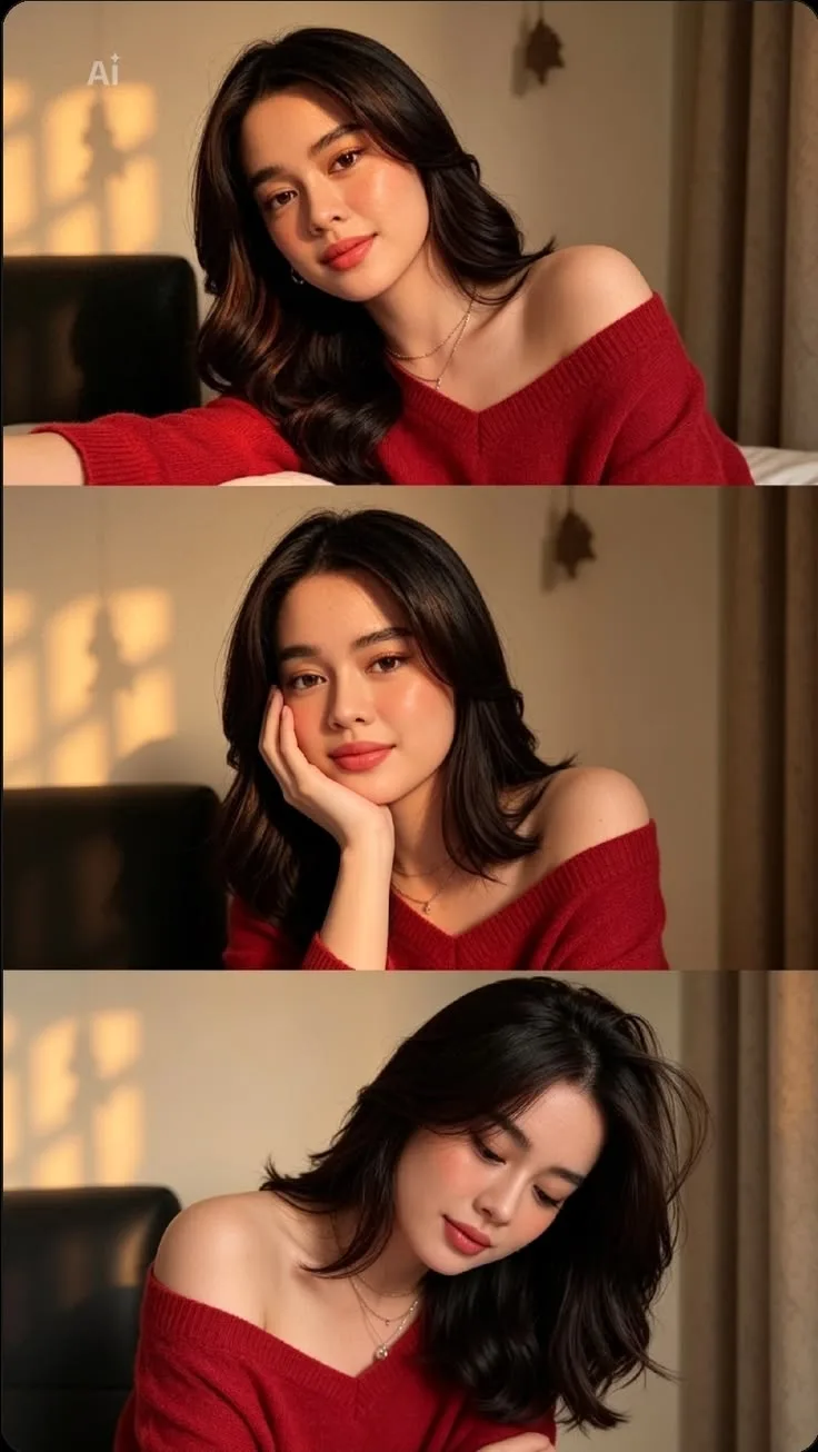 Detailed Image Generation Prompt Create an ultra-realistic, high-resolution vertical 2:3 three-panel portrait collage featuring the same