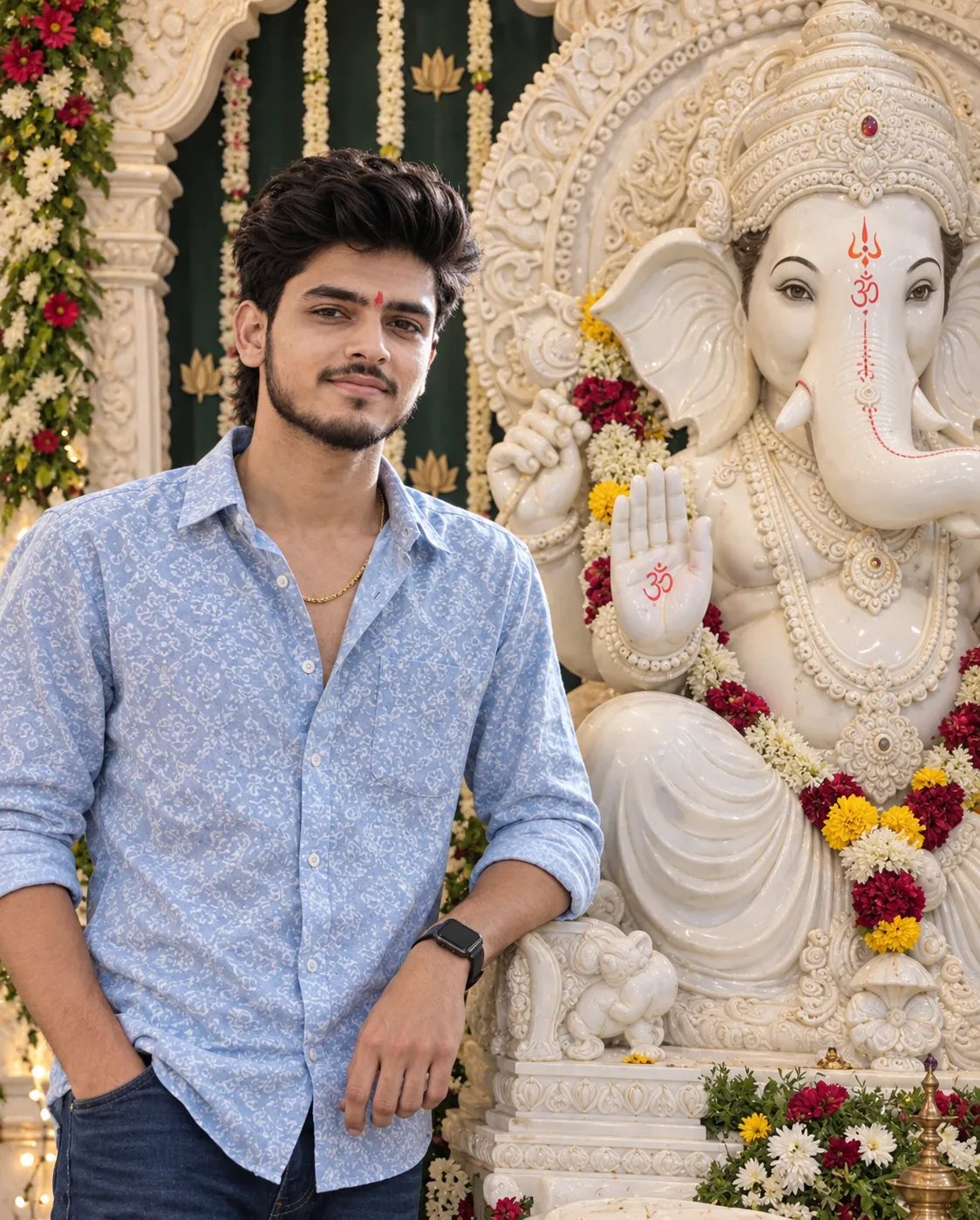 Boy and Ganesha Idol