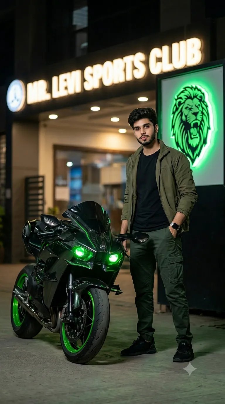 Create potarit of fair handsome man wearing black tshirt, green jacket and cargo, Sneakers, and a wristwatch, standing casually with one
