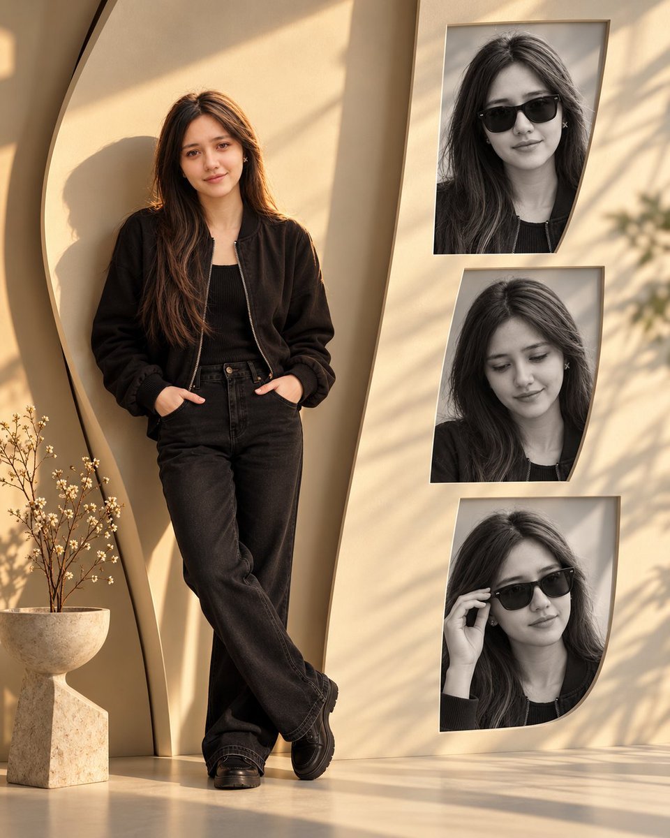 GPT image 2 on chatgpt Prompt Create a premium ultra-realistic vertical 4:5 fashion portrait collage in a warm minimalist interior.