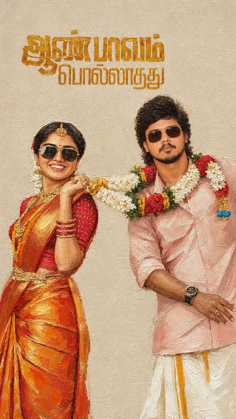 Create a highly detailed vertical 4:5 vintage Tamil cinema poster-style portrait using the uploaded image as the visual reference.