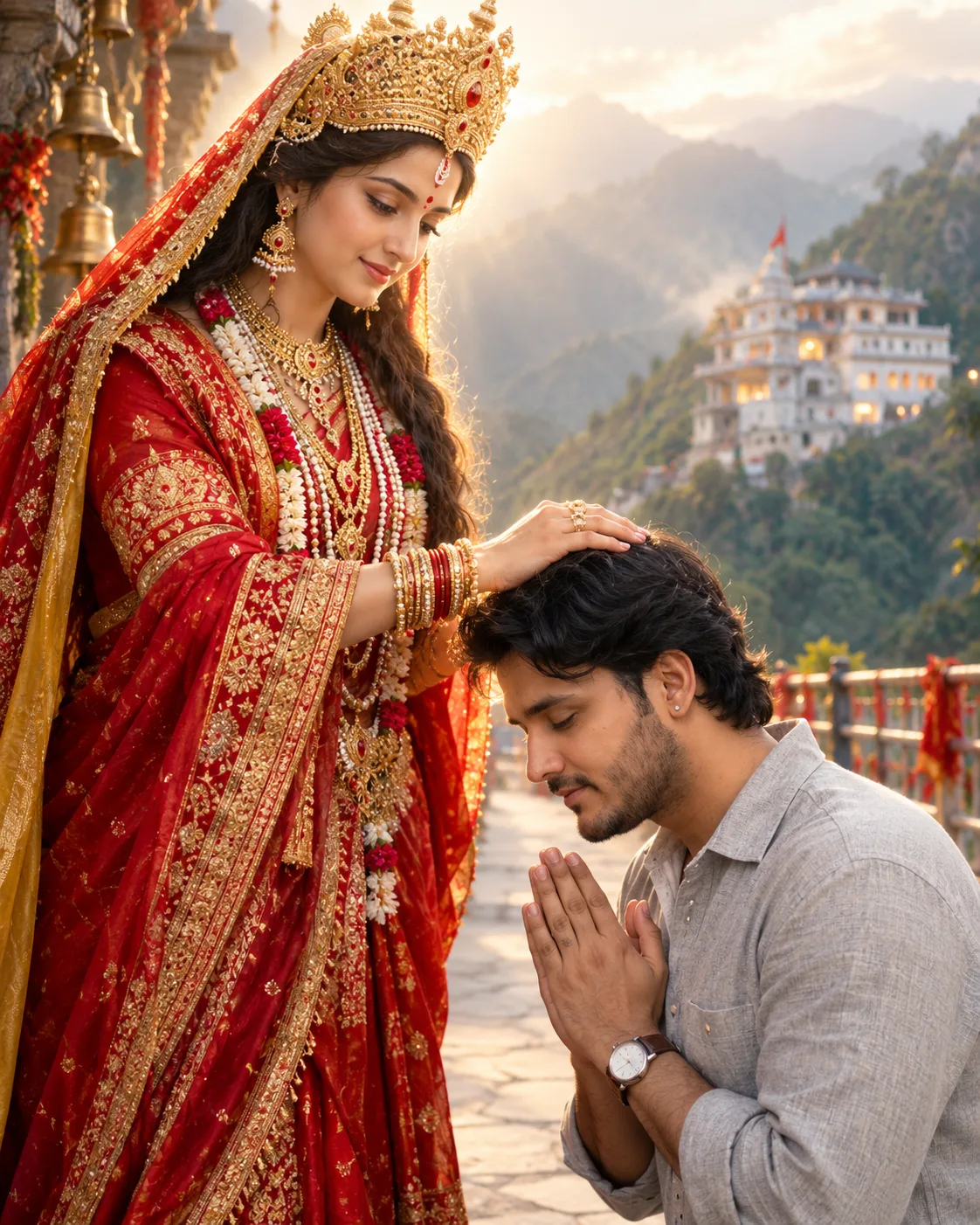 A majestic photograph capturing a moment of divine blessing.