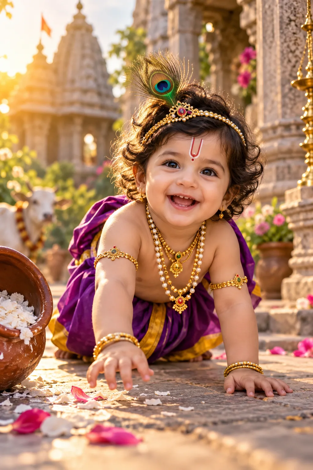 { "category": "portrait_creator", "category_reasoning": "The image features a young child dressed as a central subject in a stylized,
