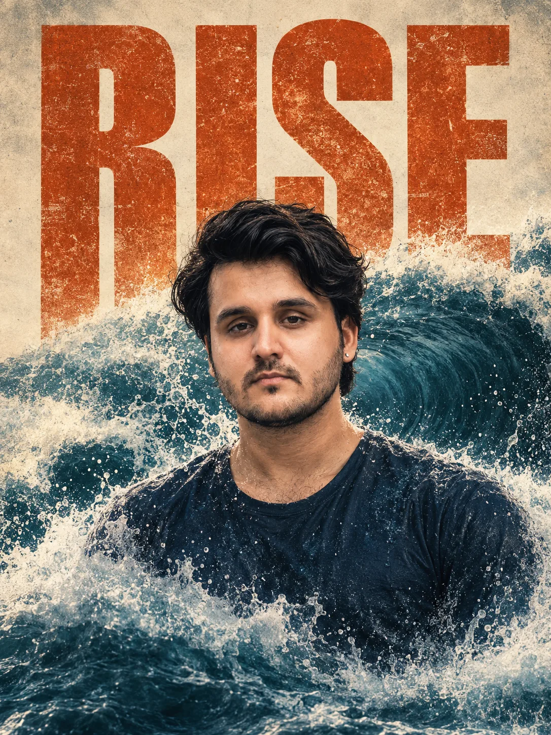 Create a premium 3:4 conceptual retro editorial poster using the uploaded image as the ONLY identity reference for the main subject.