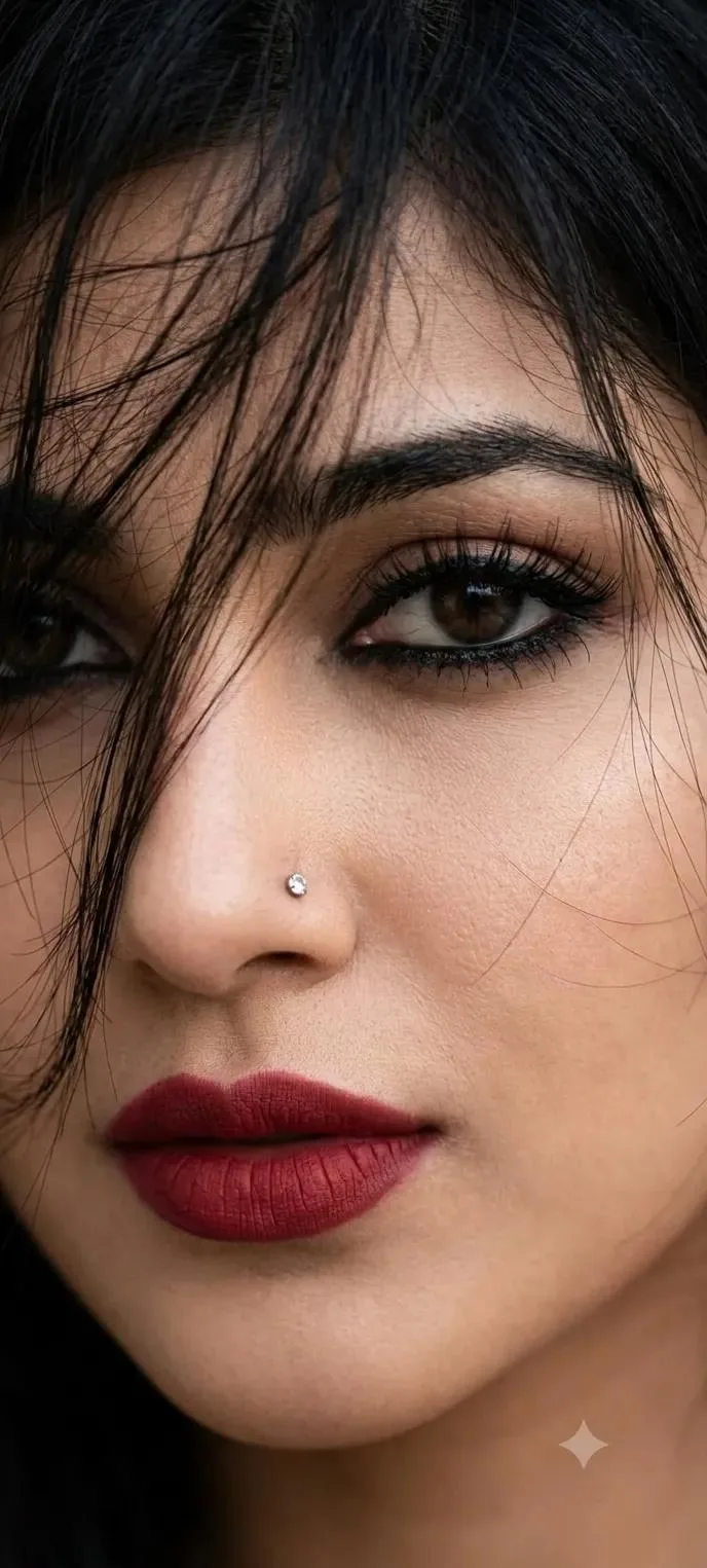 Don't change face, An extreme close-up of a woman's face.
