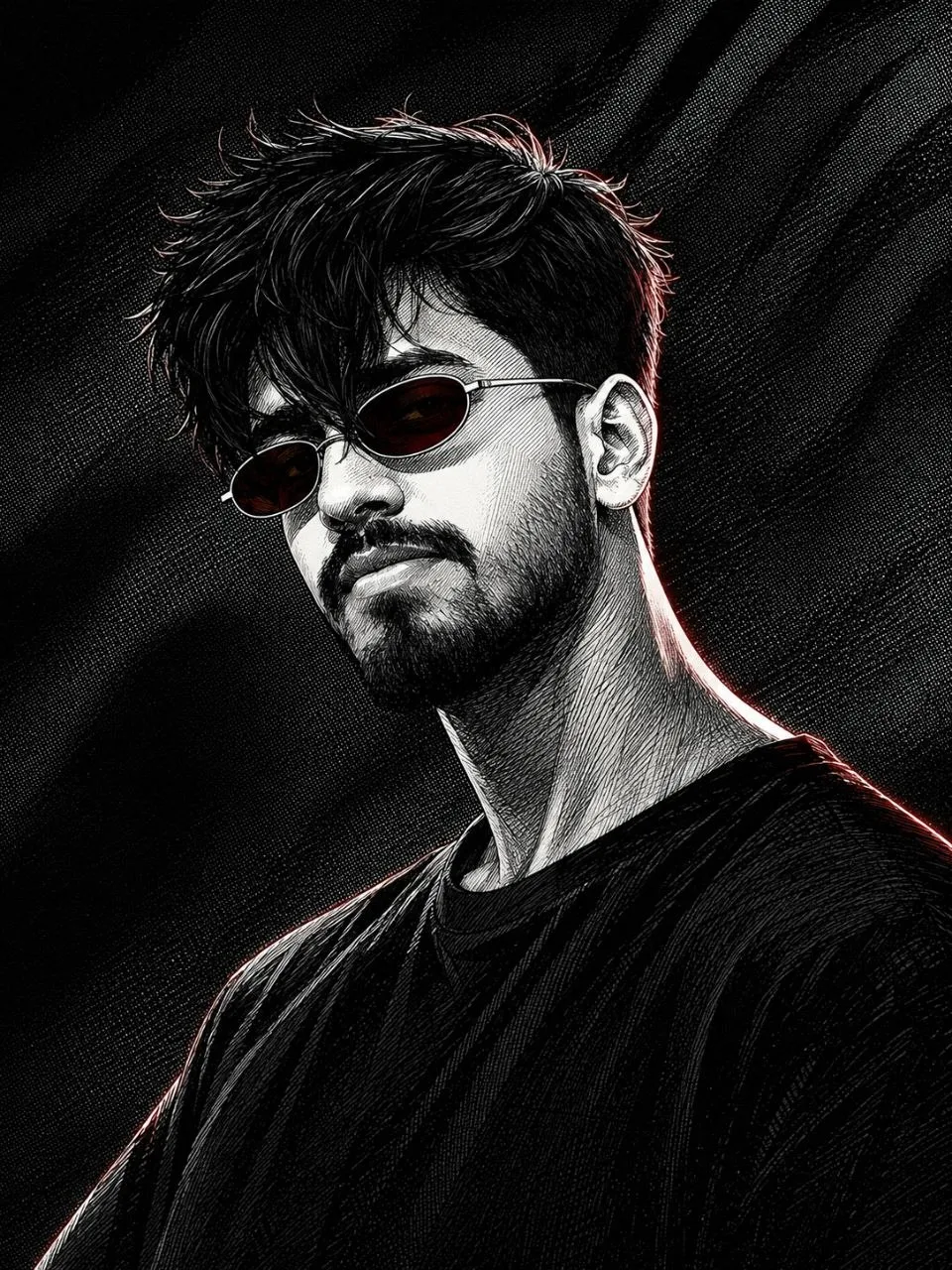 Transform my uploaded portrait into a high-contrast black-and-white manga engraving portrait while keeping my face identity, facial